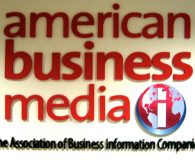 AMERICAN BUSINESS MEDIA - Painted Stainless Steel Fabricated Letters. Logo has a digital print applied installed in New York City