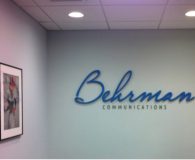 BEHRMAN - Painted Solid Aluminum Letters Pin Mounted onto Clients Wall with a Projection in New York City
