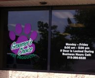 GROOMER’S CHOICE - Digitally Printed Vinyl Applied to Glass Windows in Trevose, PA