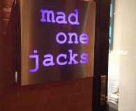 MAD ONE JACKS - LED Illuminated Aluminum Stencil Cut Sign with Purple Acrylic Back-up Panel shipped to Hoboken, NJ