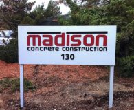 MADISON CONCRETE – Satin Aluminum Post & Panel Sign with Painted Aluminum Waterjet Cut Letters in Malvern, PA