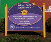 PHILADELPHIA HOUSING AUTHORITY – Combination of Painted Carved & Sandblasted Sign in 50 locations throughout Philadelphia